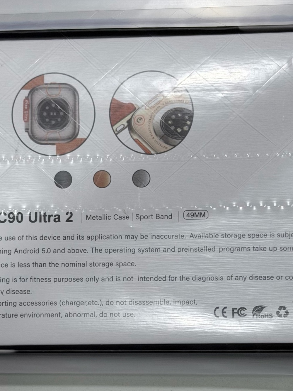 C90 Ultra 2 Smartwatch - Silver with Black Band - Picture 4 of 4